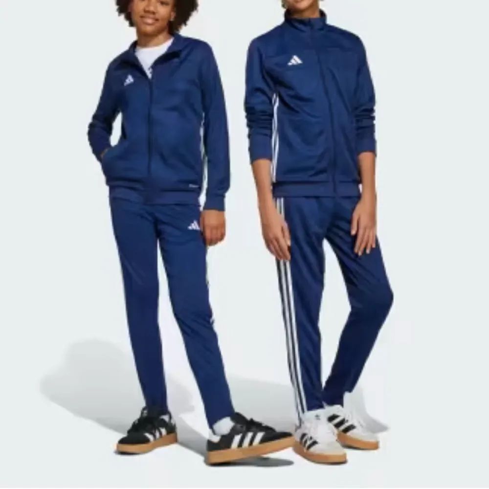 Adidas Unisex Blue & White Track Set(Size Medium)